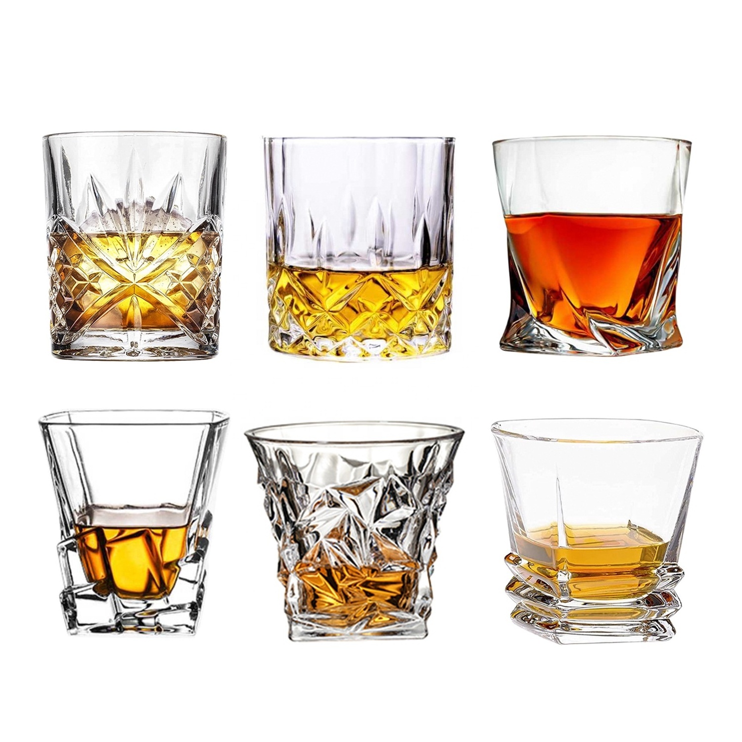 wholesale200 - 300ml Crystal Custom Thick Bottom Whiskey Glasses Vintage Personalized Glass  engraved crystal whisky glass