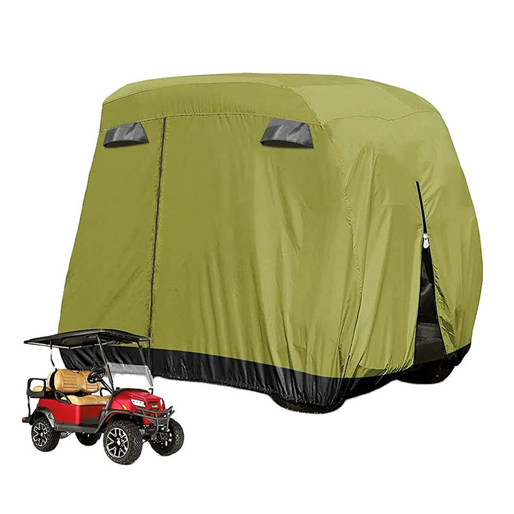 Top Of The Line Outdoor 600D Waterproof 4 Seater Golf Cart Cover With Zipper Doors For Club Cars Golf Carts