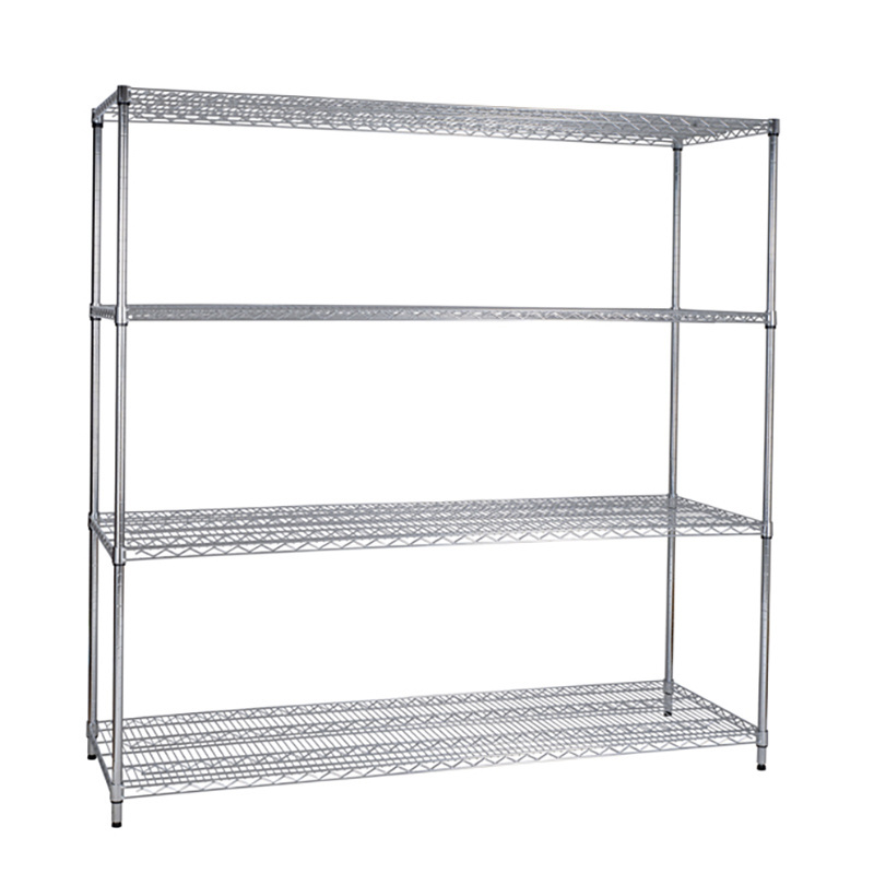 Factory supply four tiers carbon steel chrome plating ESD storage shelf trolley wire mesh shelving cart for industrial using