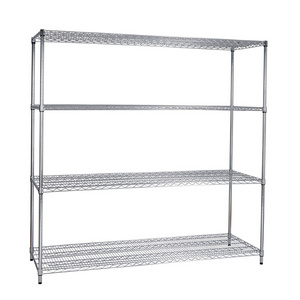 Factory supply four tiers carbon steel chrome plating ESD storage shelf trolley wire mesh shelving cart for industrial using