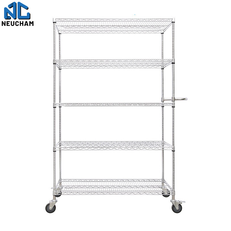 800lbs Loading Weight Per Steel Shelf 5 Tiers NSF Metro Office Industrial Storage Racking Wire Metal Shelving in Chrome