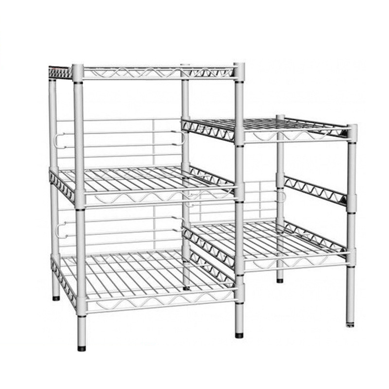 Adjustable metal mesh storage shelving wire shelves chrome polishing combination shelf rack by two shelves 3 tiers and 2 tiers