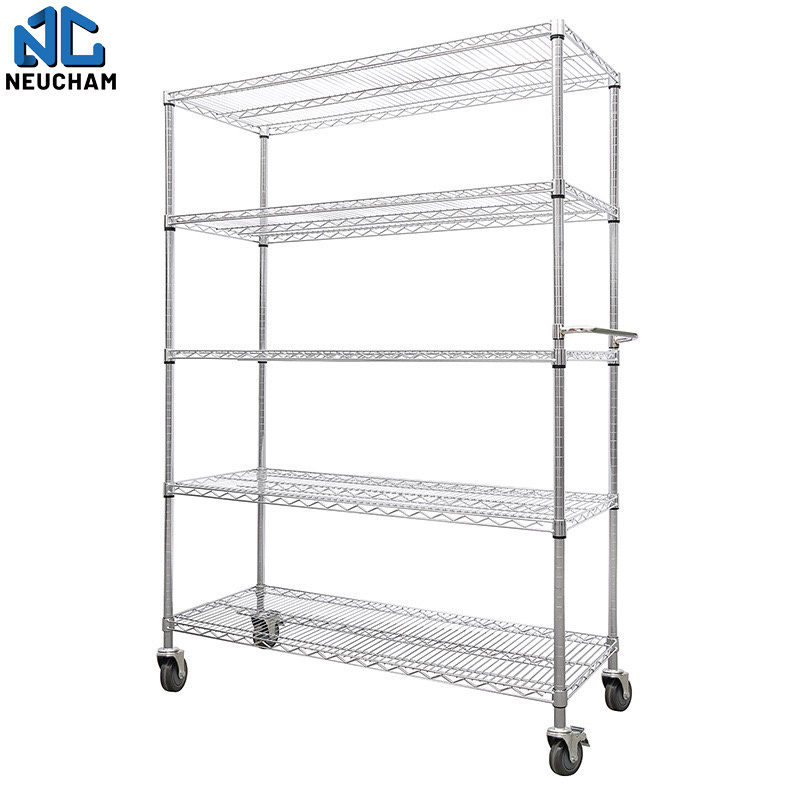 800lbs Loading Weight Per Steel Shelf 5 Tiers NSF Metro Office Industrial Storage Racking Wire Metal Shelving in Chrome