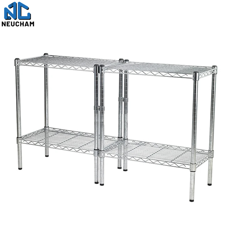 Adjustable metal mesh storage shelving wire shelves chrome polishing combination shelf rack by two shelves 3 tiers and 2 tiers