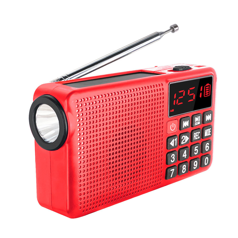 LCJ L-618 Portable mini multifunctional solar power panel hand crank AM/FM NOAA weather band emergency radio with torch light