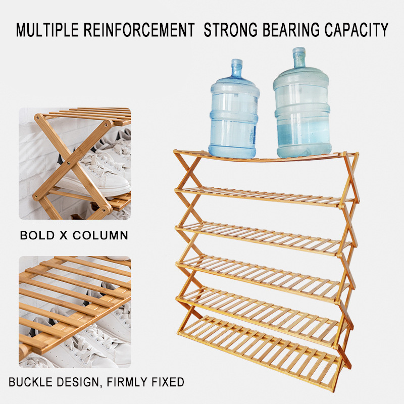 Wholesale Home Footwear Storage Organizer Shelf Flowerpot Shelves Folding wooden Bamboo Shoe Rack foldable shoe rack