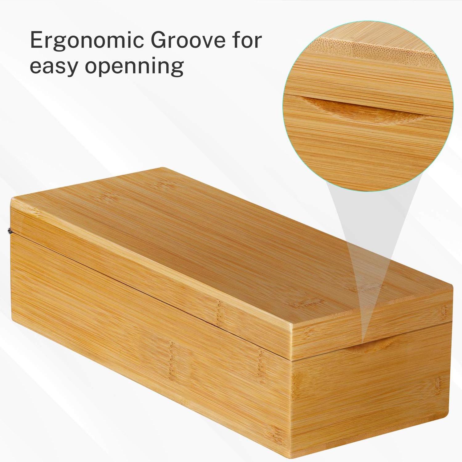 Eco-friendly 5 Divider Index Cards Organizer Box Desktop File Note Card Holders bamboo Business Card Holder