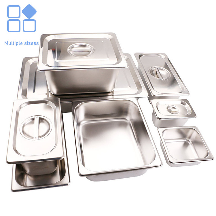 Factory Supply Personalized Thicker Insulation Kitchen Gn Pans Rectangular Stainless Steel Food Pan Tray