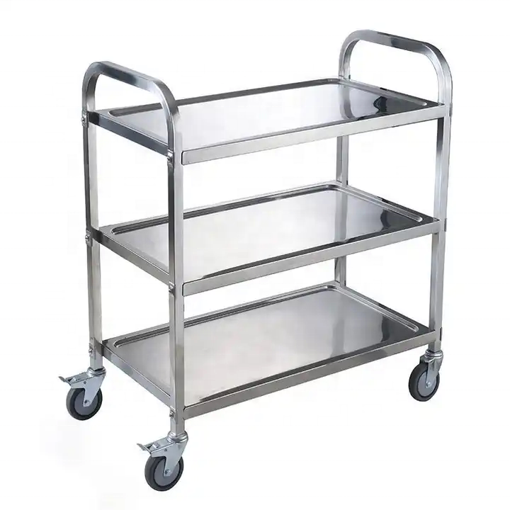 Factory Supply Catering Equipment Stainless Steel Kitchen Hotel Vegetable Carts Aircraft Service Meal Food Trolley