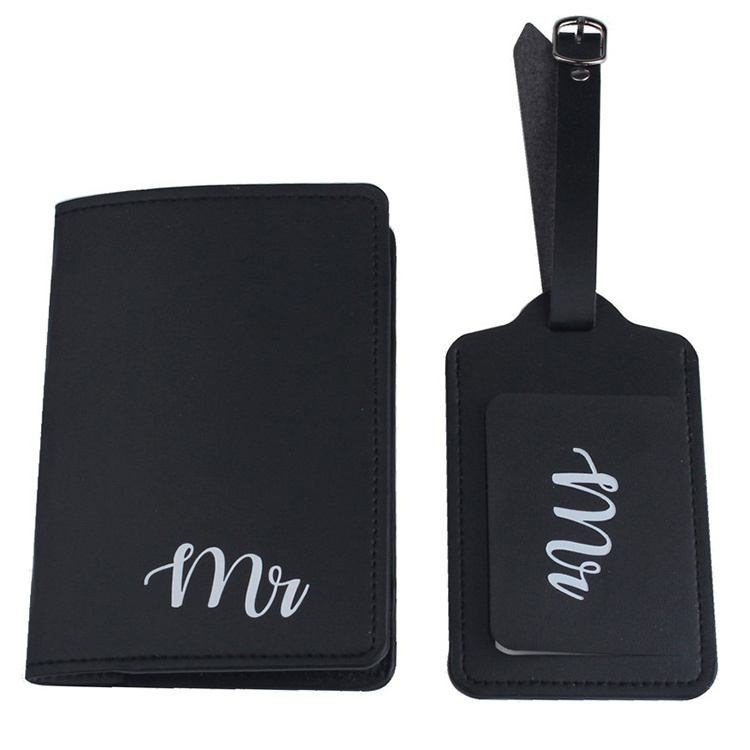 New Travel Essentials Bulk Cheap Mr and Mrs PU Leather Passport Holder and Luggage Tag