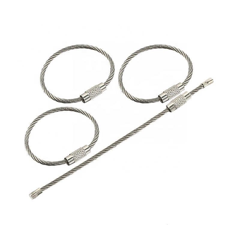 Stainless Steel Wire Cable Keychain Rings Stainless Steel Key Ring Loops