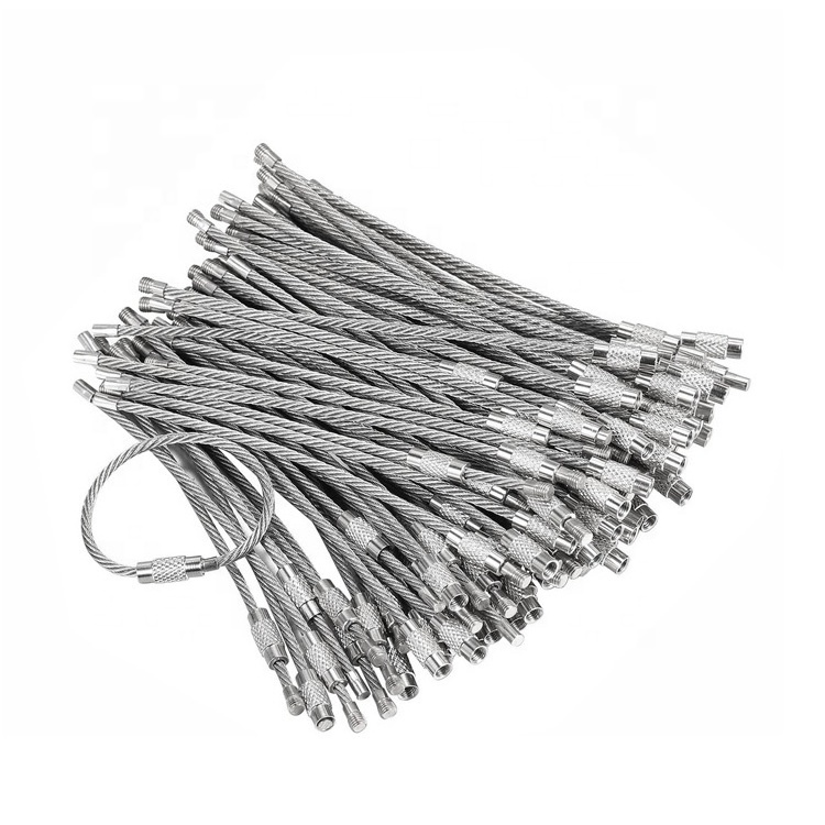 Stainless Steel Wire Cable Keychain Rings Stainless Steel Key Ring Loops