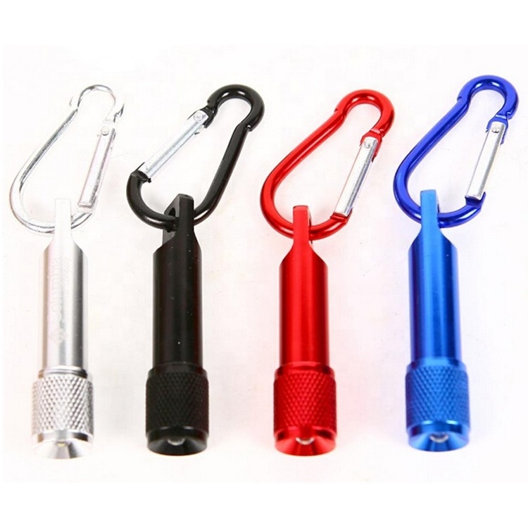 Cheap Custom Logo Metal Aluminum Mini LED Torch Carabiner Keychain Flashlight