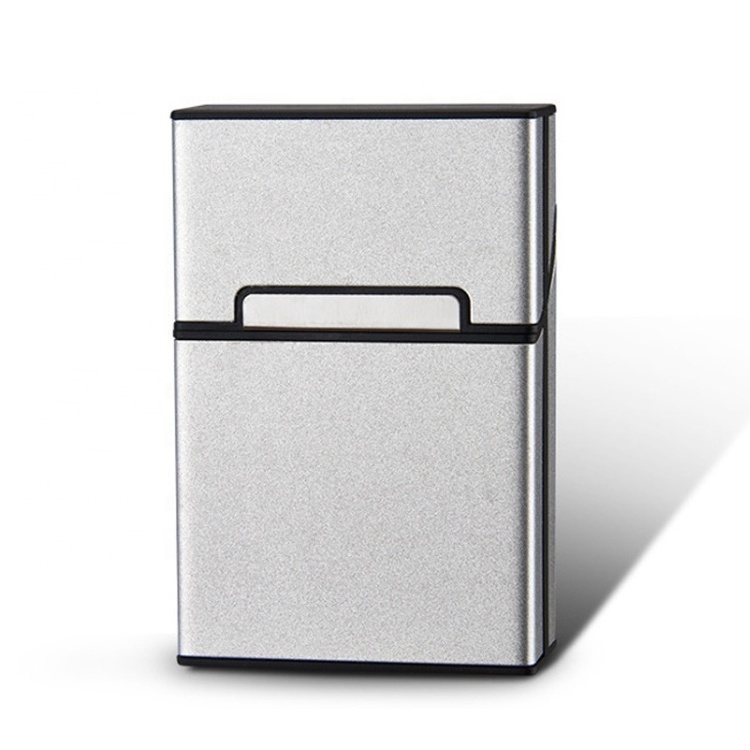 High Quality Magnetic Automatic Waterproof Mens 20 pcs Silver Aluminum Metal Cigarette Case