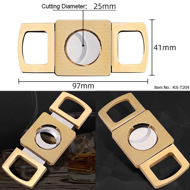 Factory Made Personalized Cigar v-cutter Luxury Metal Stainless Steel Gold Cigar Cutter