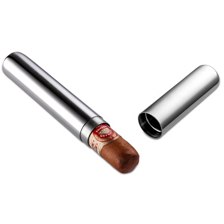 Cigar Holder Humidor Stainless Steel Cigar Holder Humidor Men's Cigarette Case Single Tube Travel Carry Case Cigar Case Tube