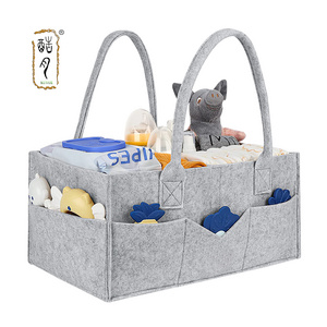 KUYUE 500 Pcs Baby Nursery Storage Felt Diaper Caddy Organizer Foldable and Opp Bag Storage Baskets Woven Features