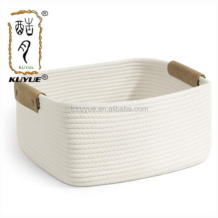 KUYUE Rope Storage Basket Foldable Rectangular Hot Sale for Cotton Fabric Opp Bag Customizable Foldable Shoe Storage Box Manual