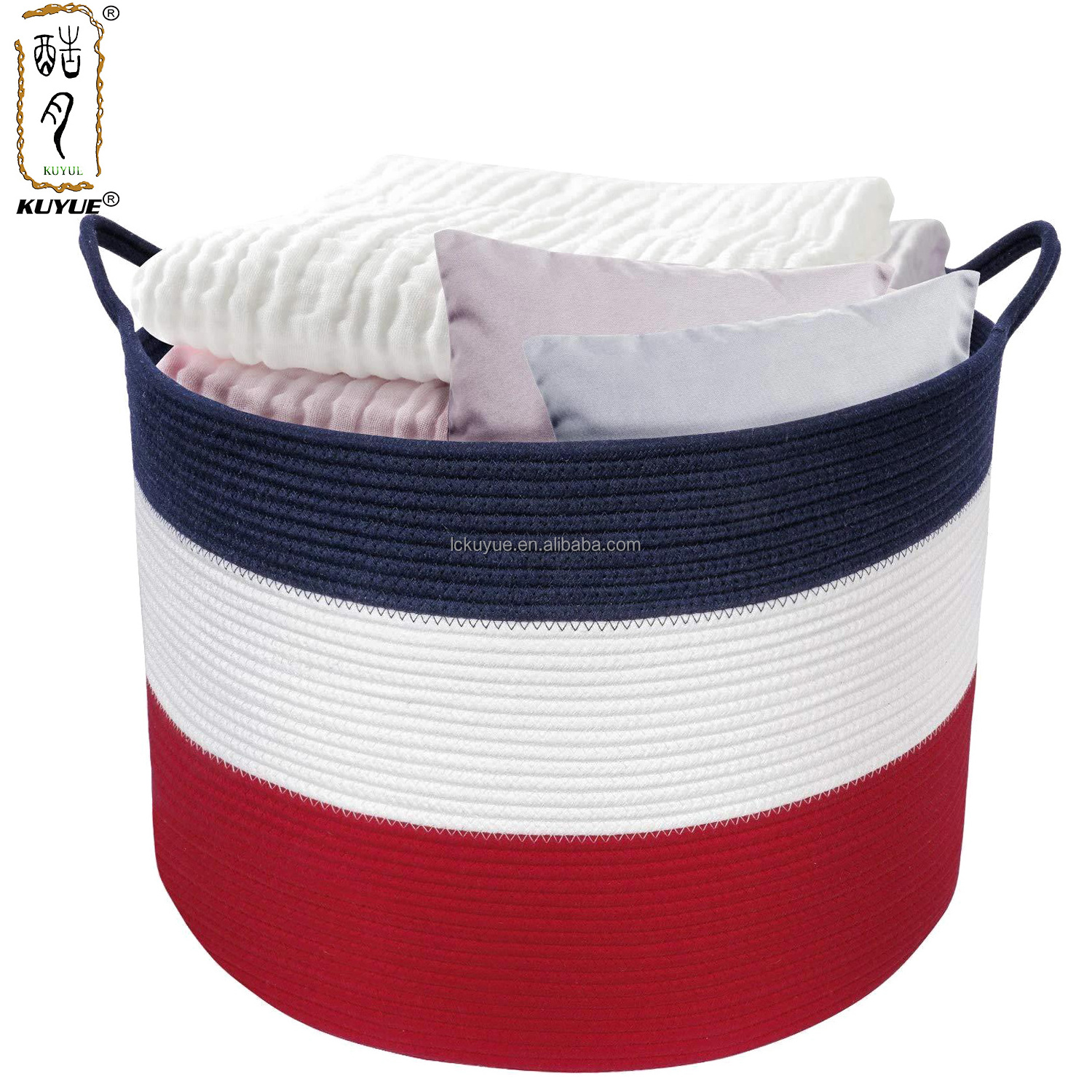 KUYUE  Cotton Rope Storage Baskets   Large Woven Basket  Laundry  Storage