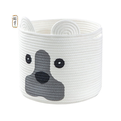 KUYUE Pet Dog Toy Storage Basket, Woven Cotton Rope Animal Storage Basket Bin for Kids, Baby Toys Basket Foldable Modern Folding