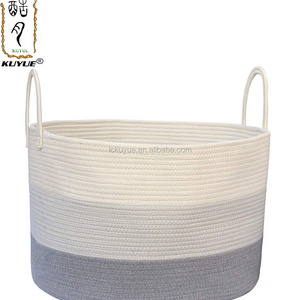 KUYUE Woven Baskets Rope Storage Decorative Organizer Bin Foldable Shoe Box Opp Bag Modern Folding for Storage Organize Cotton