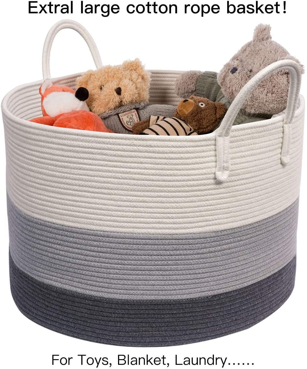 KUYUE Woven Baskets Rope Storage Decorative Organizer Bin Foldable Shoe Box Opp Bag Modern Folding for Storage Organize Cotton