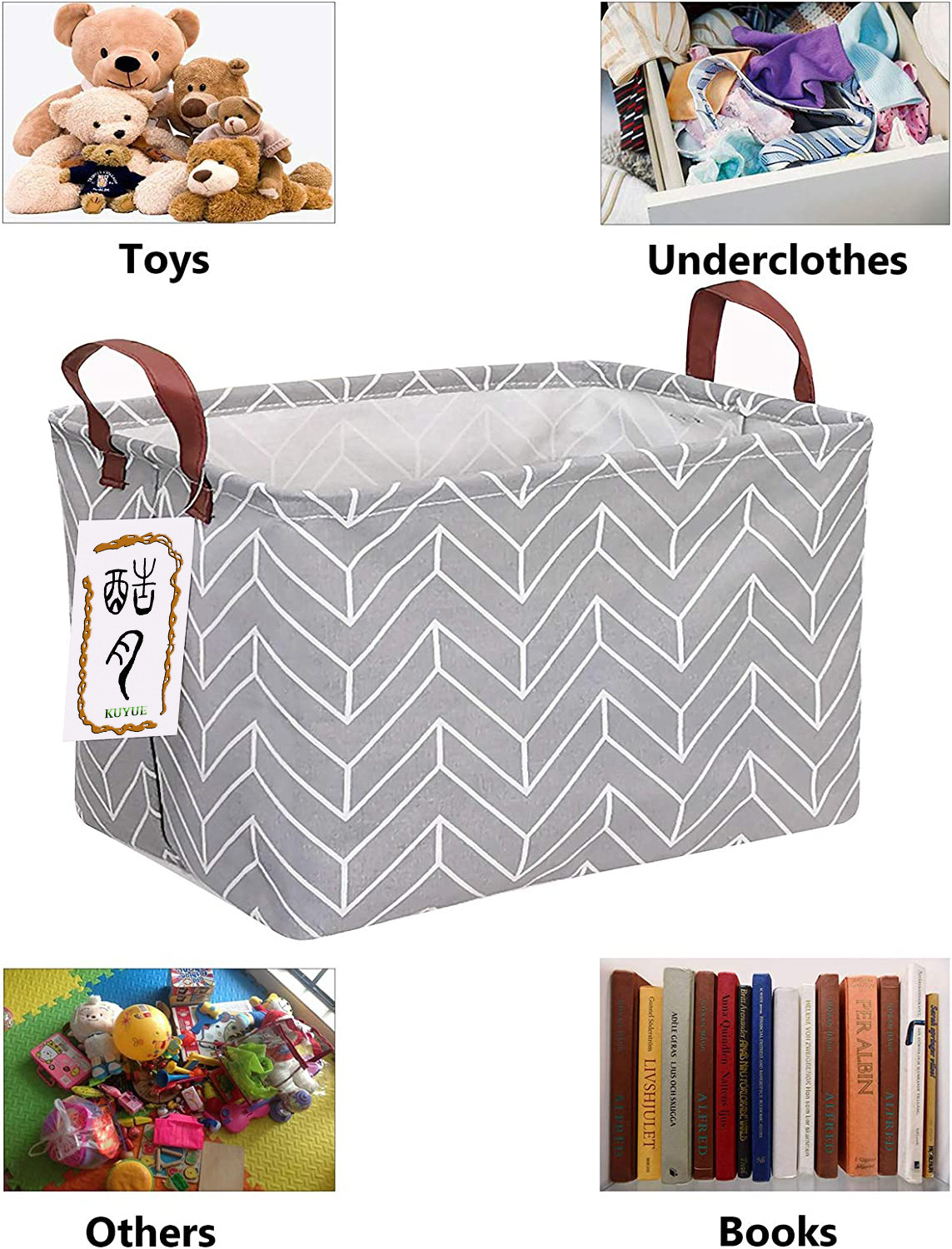 KUYUE Rectangular Laundry Hamper Foldable Nursery Laundry Basket for Organizing Storage Bin Baskets Children Toy Office Bedroom