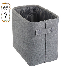 KUYUE Narrow Fabric Storage Bin Basket with Handles for Bathroom Closet, Vanity, Cabinet, Cubby, Countertop