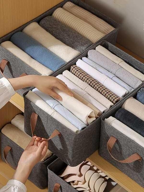 KUYUE Storage Baskets for Shelves Closet Storage bins Clothes Baskets With Metal Frame, Closet Bins for Wardrobe Decorative