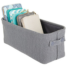 KUYUE Narrow Fabric Storage Bin Basket with Handles for Bathroom Closet, Vanity, Cabinet, Cubby, Countertop