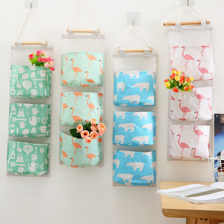 KUYUE Wall Hanging Storage Bag/ Door Hanging Organizer Foldable Reusable Storage Bags Home Usage,storage Bags for 3 Layer Fabric