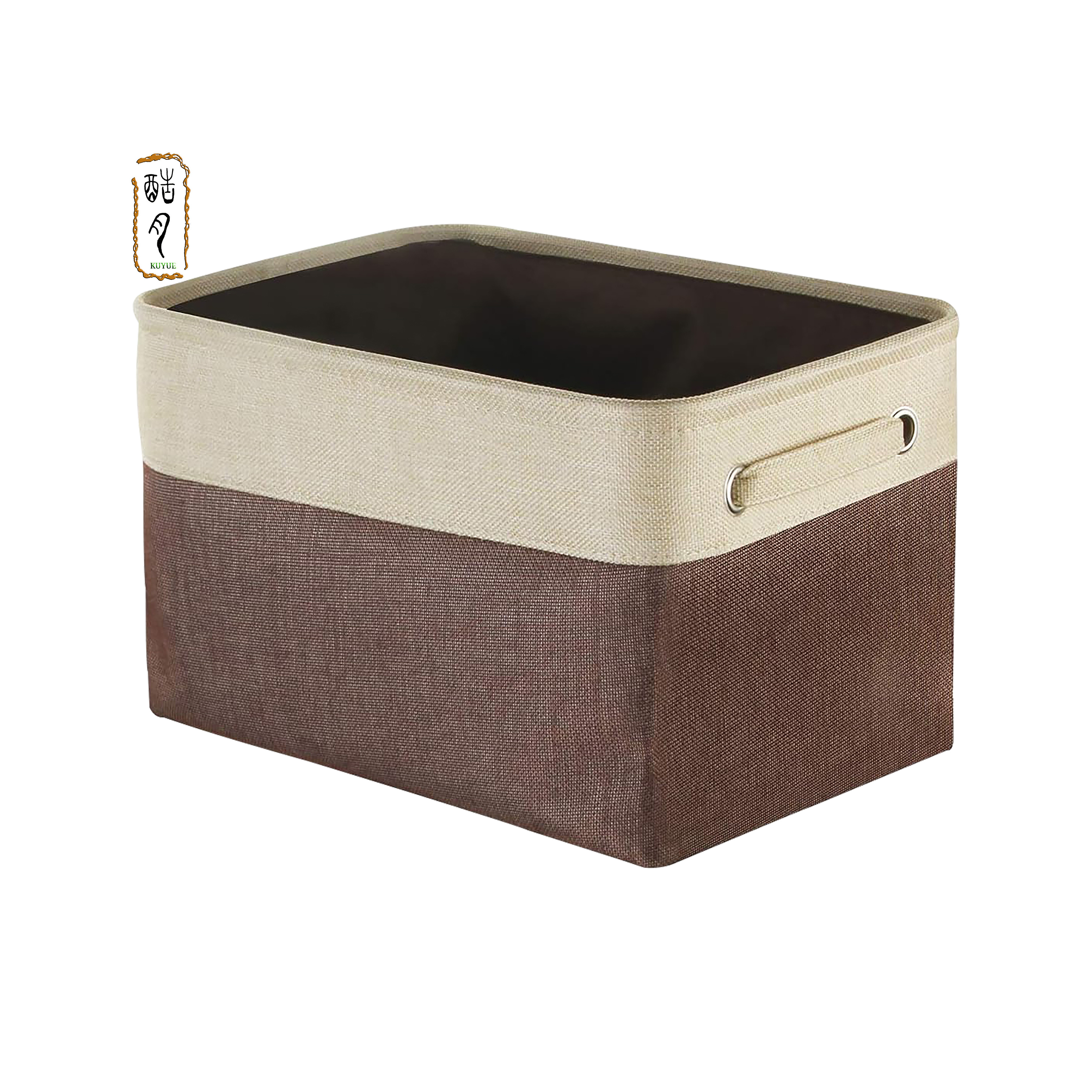 KUYUE Large Storage Basket Bin Set Storage Cube Box Foldable Canvas Fabric Collapsible Organizer Modern with Handles White