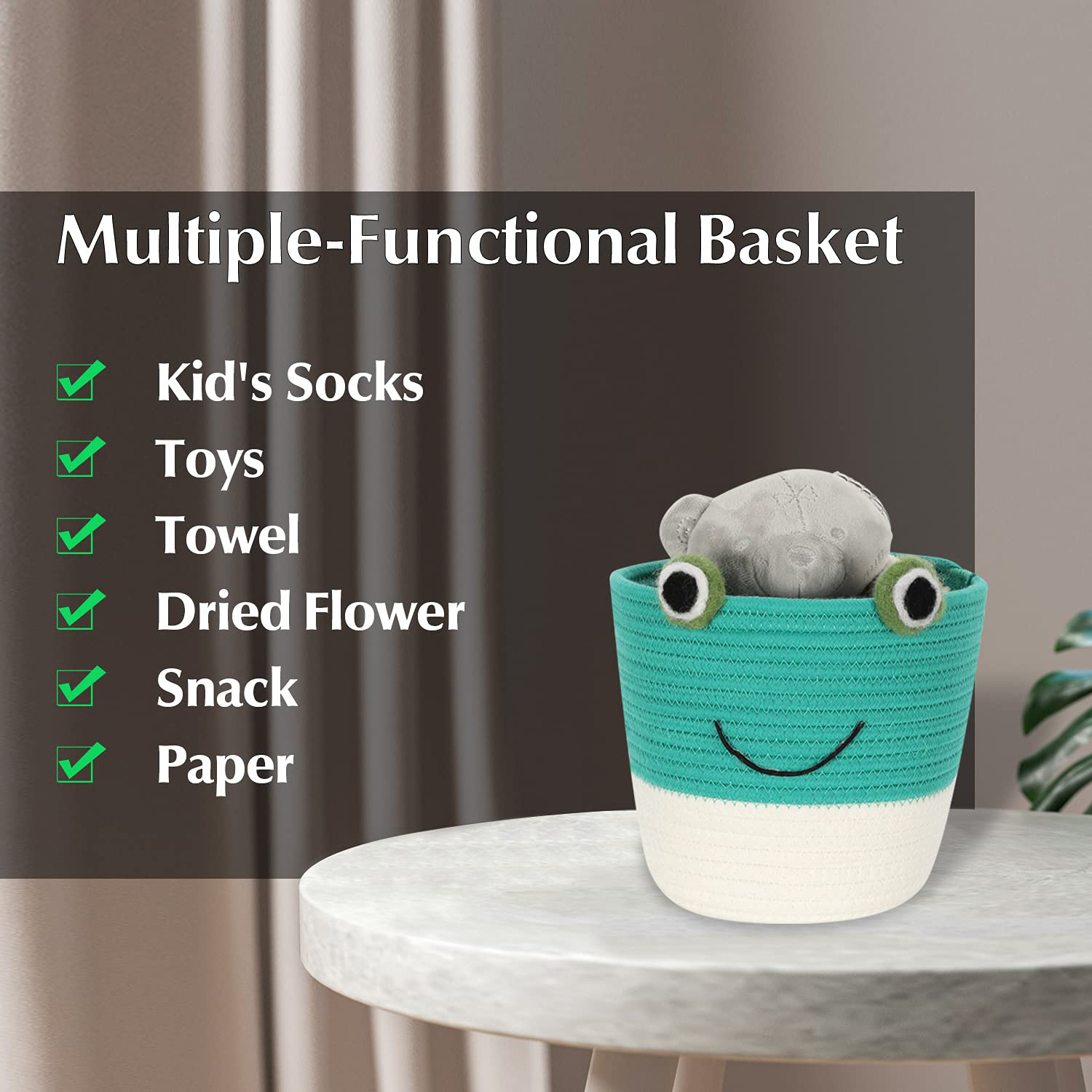 KUYUE  cotton rope Cartoon basket laundry basket weave bag baby toy storage basket