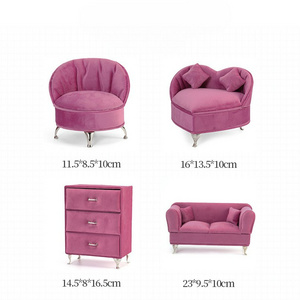 Creative Pink velvet sofa shaped jewelry box luxury jewelry organizer for studs necklaces