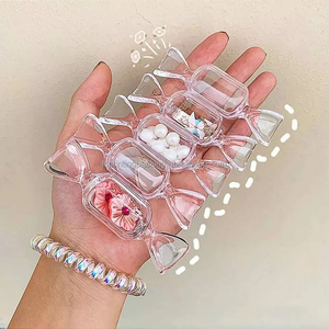 Transparent Candy Shape Plastic Portable Mini jewelry storage box for earring and necklace