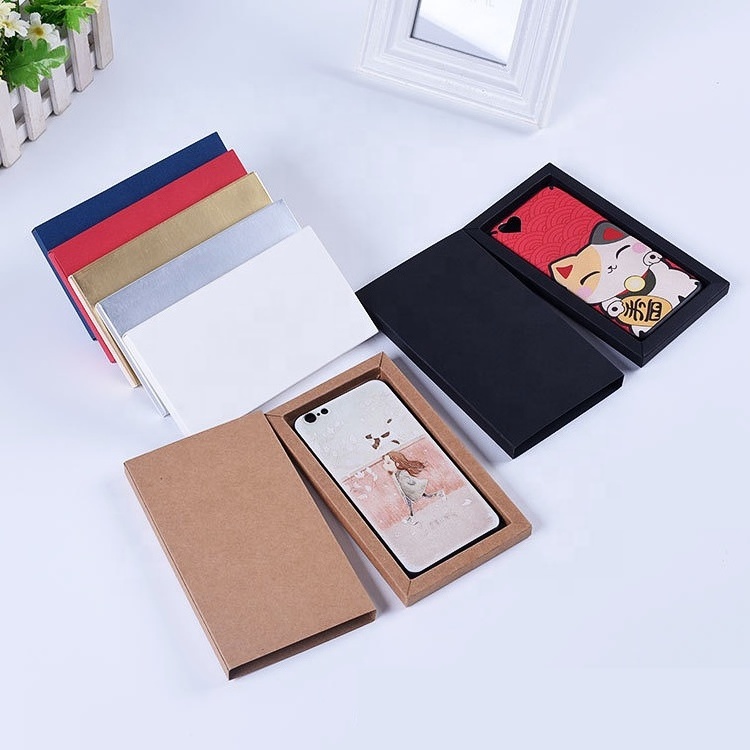 Customize sliding pull out kraft paper gift box retail packaging for phone case