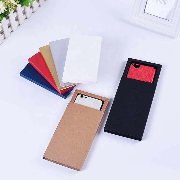 Customize sliding pull out kraft paper gift box retail packaging for phone case