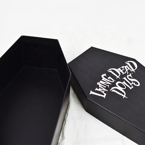 Wholesale Custom Logo Luxury Black Paper Cardboard Coffin Shape Gift Box for Halloween