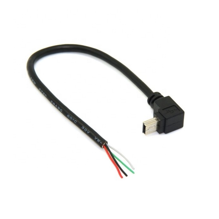 Right Angled 90 Degree Mini USB male to 4 Wire open end USB data cable