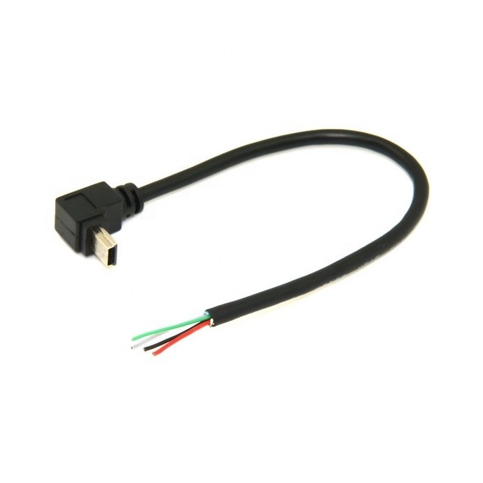 Right Angled 90 Degree Mini USB male to 4 Wire open end USB data cable