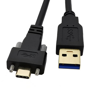 Usb 3.0 Male to Usb 3.1 Type-C male Screw Locking Usb C Panel Mount Type C Cable