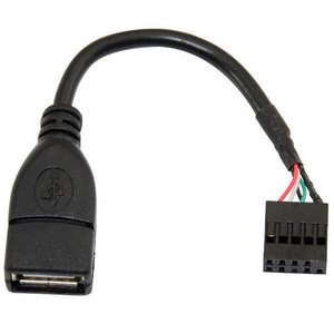 USB 2.0 A Female to Dupont 9 Pin 2.54mm Female Motherboard Cable Cord