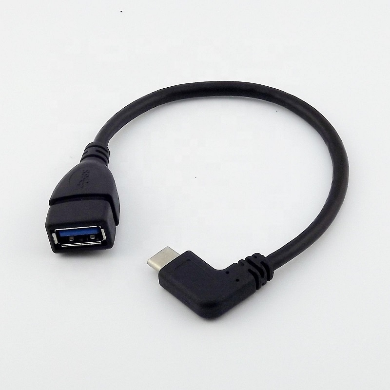 Left Right Angle USB 3.1 Type C Male to USB 3.0 Female OTG Adapter Cable