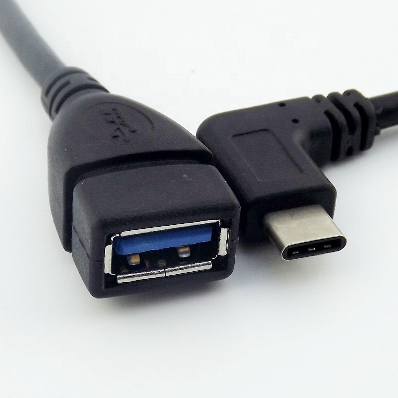 Left Right Angle USB 3.1 Type C Male to USB 3.0 Female OTG Adapter Cable