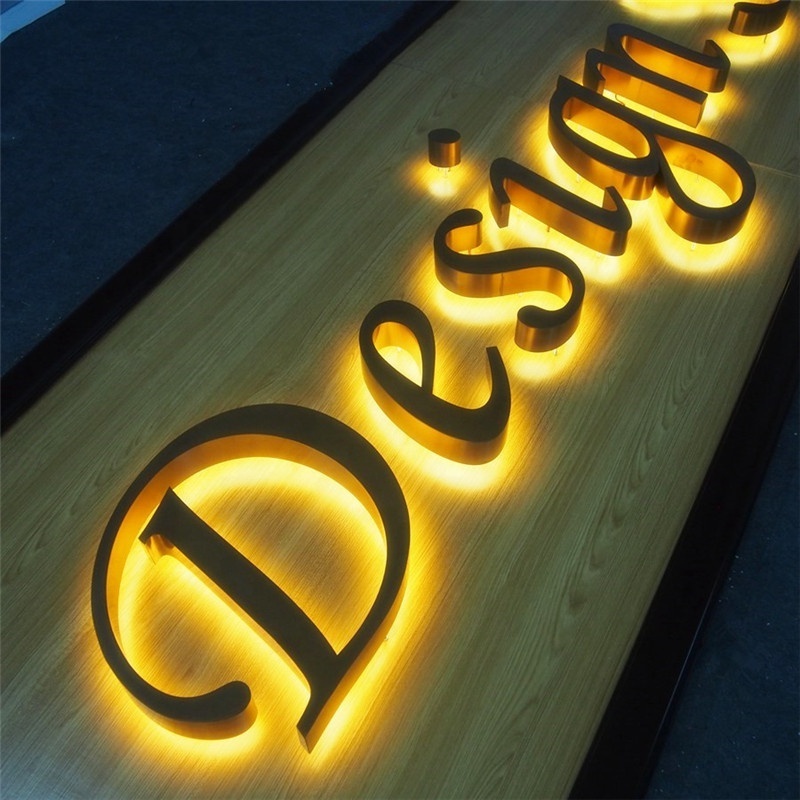 Custom Laser Cut 3D LED Sign Back Lit Illuminated Metal Personalized Business Logo Reception Wall Company Name