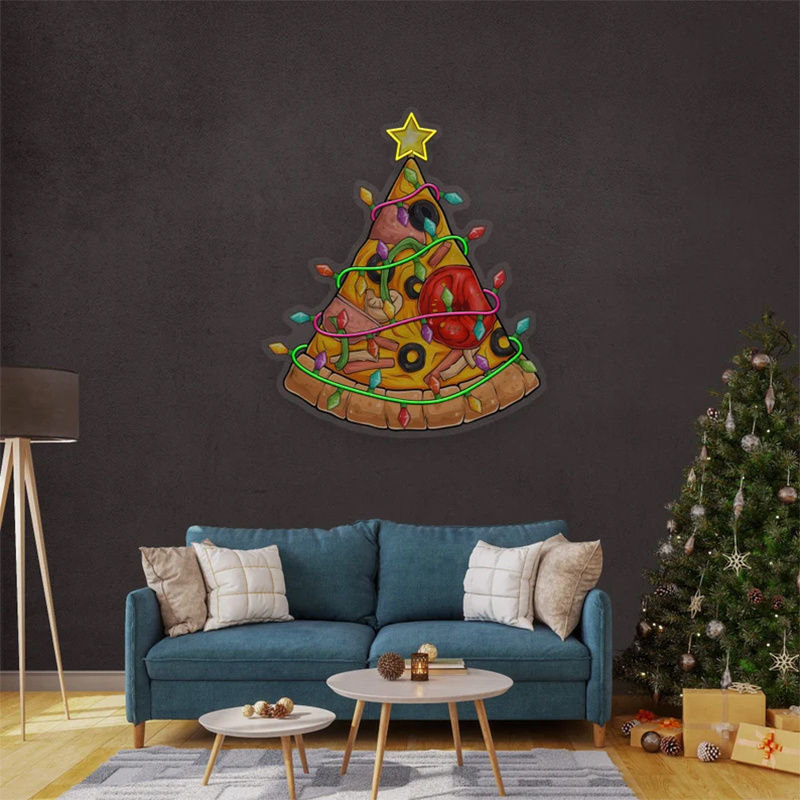 Merry Christmas Neon Sign Custom UV Print Christmas-tree pattern Led Neon Lights Art Sign Party Supplies Home Room Wall Decor