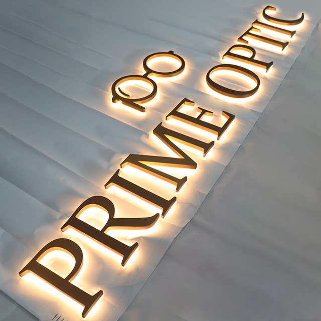 Custom Logo 3D Metal Back Lighted Signs Backlit 3D Led Letter Light Logo Sign