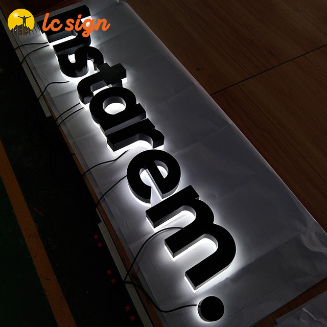 led sign channel letter outdoor wall stainless steel metal backlit indoor signage 3d acrylic led letter sign