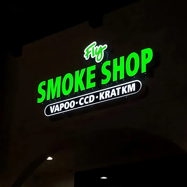 High quality customized outdoor logo acrylic led sign frontlit smoke shop sign