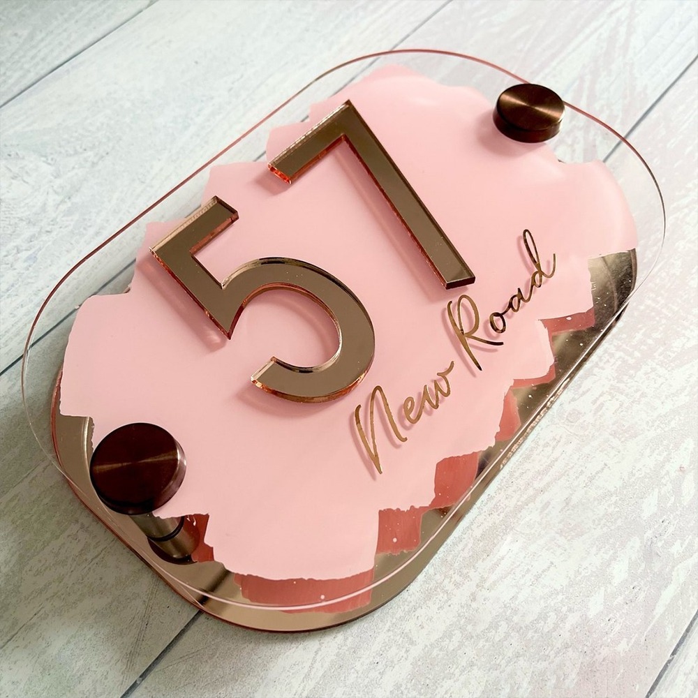 Indoor and Outdoor Decorative Custom Clear Acrylic Painted UV Print House Door Logo Sign